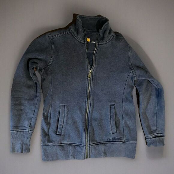 Carhartt Woman's Blue Full‎ Zip Sweater Embroidered Hoodie Small 4-6 - Picture 1 of 5